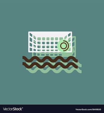Swimming water polo equipment in sticker style vector image