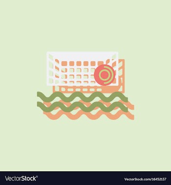 Swimming water polo equipment in sticker style vector image