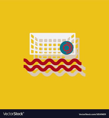 Swimming water polo equipment in sticker style vector image
