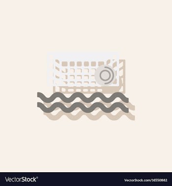 Swimming water polo equipment in sticker style vector image