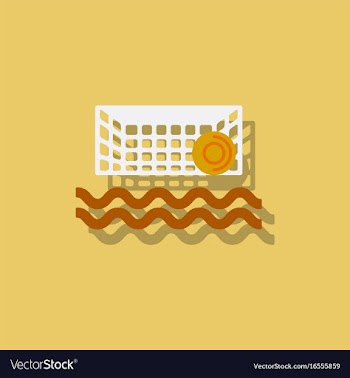 Swimming water polo equipment in sticker style vector image