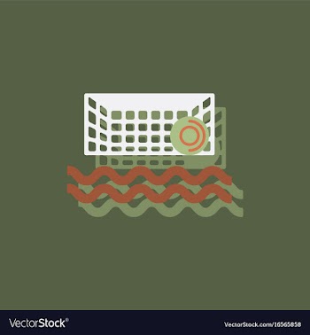 Swimming water polo equipment in sticker style vector image