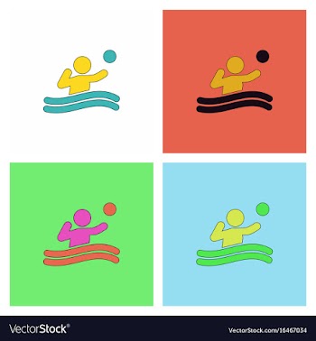 Swimming water polo players water polo match vector image