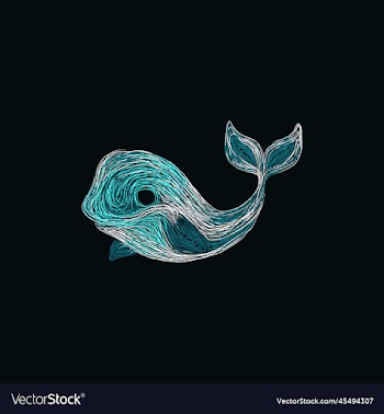 swimming whale artwork style design