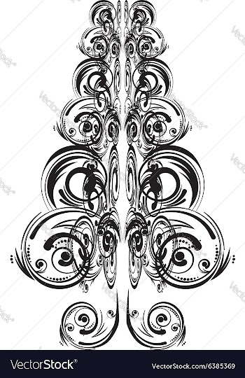 Swirls Floral Christmas Tree3 vector image