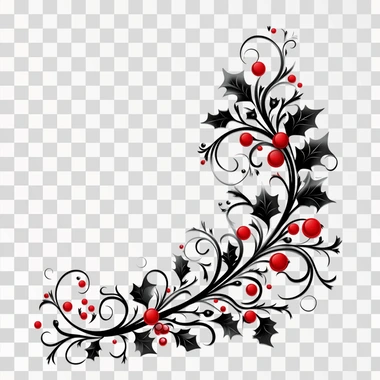 swirly black decorative christmas vector graphic for a corne