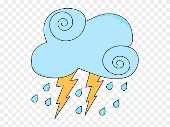 Swirly Blue Cloud With Lightning And Rain Clip Art - Rain Cloud Clip Art