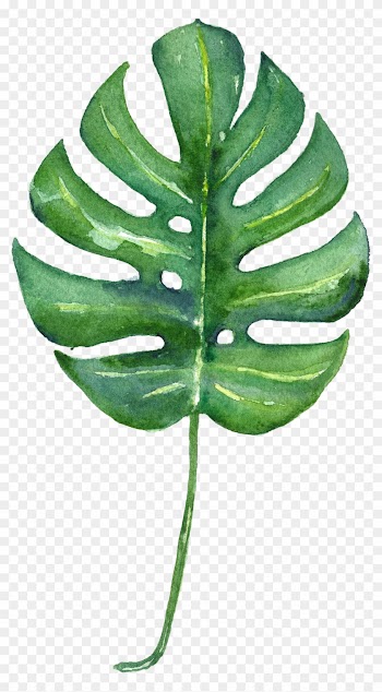Swiss Cheese Plant Tropics Leaf Watercolor Painting - 1 Pair Trendy Women Christmas Crystal Party Ear Studs