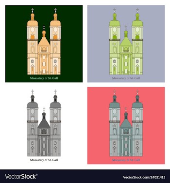 Switzerland abbey of saint gall travel flat icon vector image