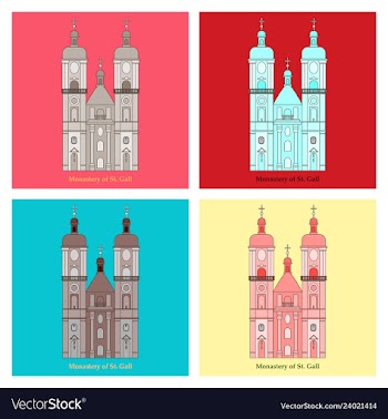 Switzerland abbey of saint gall travel flat icon vector image