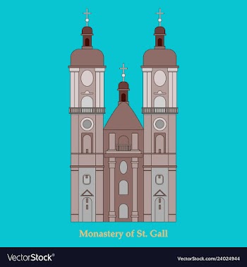 Switzerland abbey of saint gall travel flat icon vector image