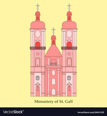 Switzerland abbey of saint gall travel flat icon vector image