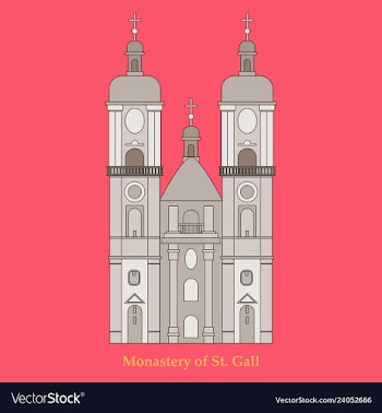 Switzerland abbey of saint gall travel flat icon vector image