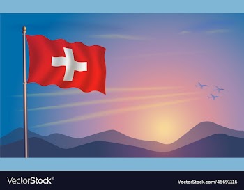 switzerland flag in the morning sun