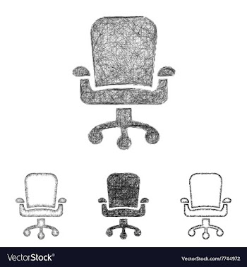 Swivel chair icon set - sketch line art vector image