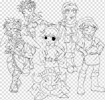 Swords of Brawl Line art, Legend of Zelda characters line art transparent background PNG clipart