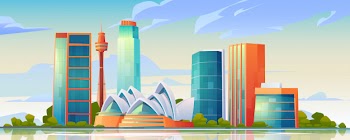 Sydney, australia skyline with opera house banner Free Vector