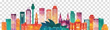 Sydney Melbourne Skyline, Business Banners transparent background PNG clipart