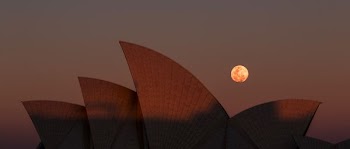 Sydney Opera House, Australia during full moon