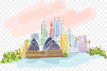 Sydney Opera House Sydney Harbour Bridge Watercolor painting - sydney theater watercolor 