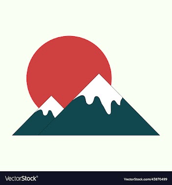 symbol japan mountains with sun behind