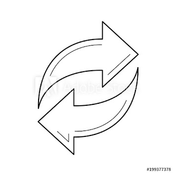 Synch data vector line icon isolated on white background