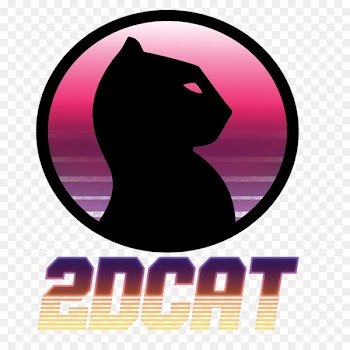 Synthwave, Logo, Sticker, Cat, Violet PNG