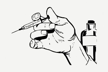 Syringe in hand clipart, vintage | Free PSD Illustration - rawpixel