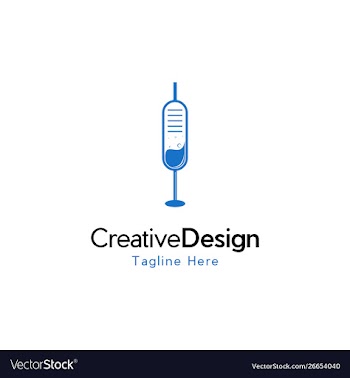 Syringe laboratory creative logo design vector image