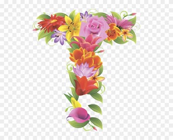 Английский Алфавит, Буква T, Цветочный Алфавит, Цветы, - Buchstabe T Aus Blumen