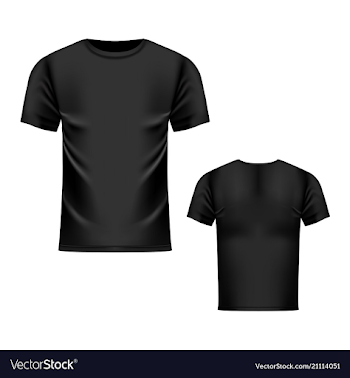 T-shirt black template front and back view Vector Image