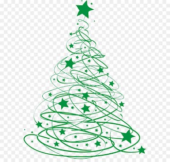 T-shirt Christmas tree Santa Claus - Green Christmas Tree Star Line 