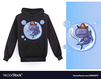 t-shirt design art with cartoon whale and u