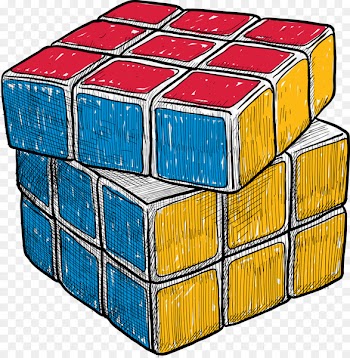 T-shirt Rubiks Cube Drawing - Vector color hand-painted cube 