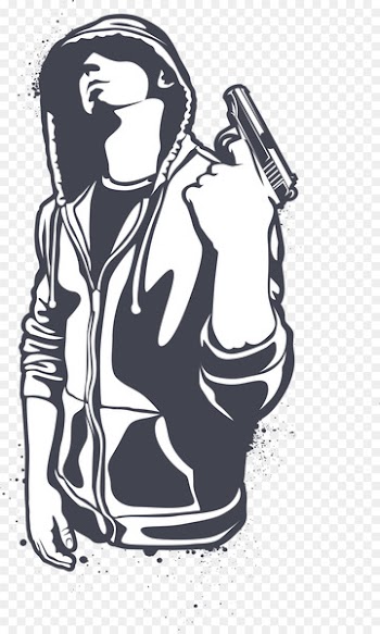 T-shirt Sticker Boy Decal - Cartoon hand gun man 