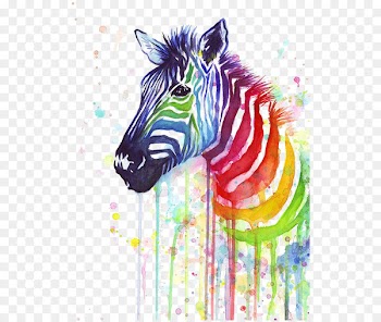 T-shirt Zebra Paper Painting Rainbow - Zebra color splash 