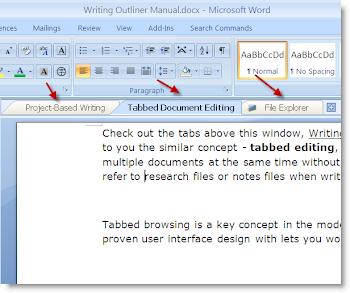 Tabbed editing - edit multiple documents at the same time