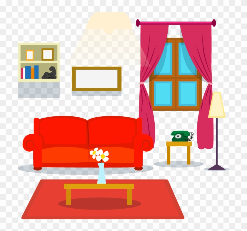 Table Living Room Couch Cartoon - Living Room Png
