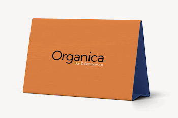 Table tent mockup, orange 3D | Free PSD Mockup - rawpixel