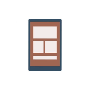Tablet depicting a web template graphic illustration