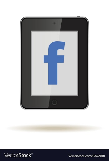Tablet in ipad style black color with social vector image