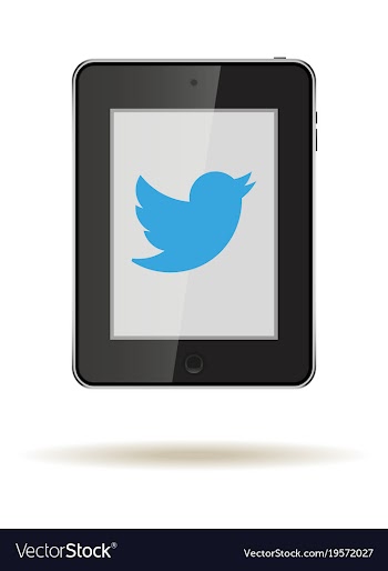 Tablet in ipad style black color with social vector image