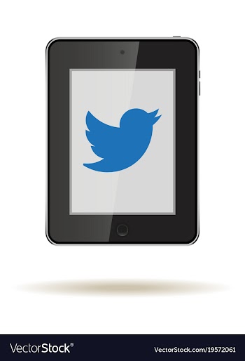 Tablet in ipad style black color with social vector image