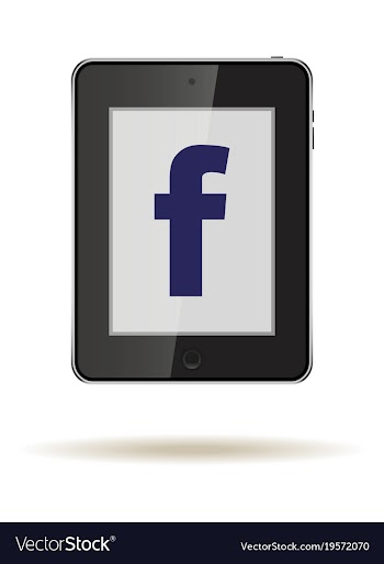 Tablet in ipad style black color with social vector image