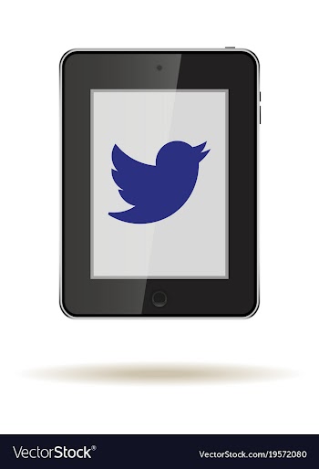 Tablet in ipad style black color with social vector image