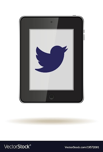Tablet in ipad style black color with social vector image