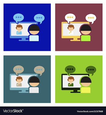 Tablet pc with internet conference app director vector image