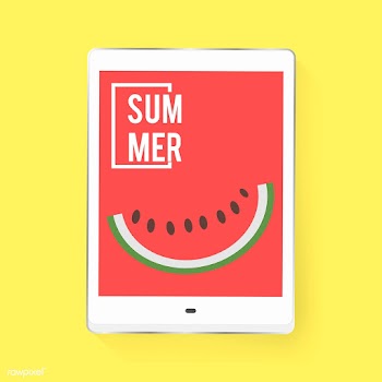 Tablet Screen Showing Watermelon Piece with S.. | Free stock vector - 389982