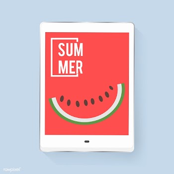 Tablet Screen Showing Watermelon Piece with S.. | Free stock vector - 389983