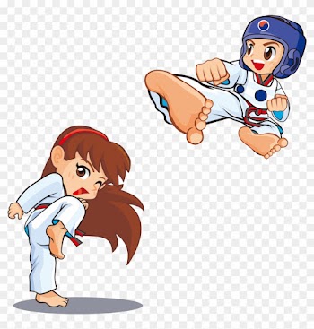 Taekwondo For Kids Kick Martial Arts - Martial Arts Cartoon Boy And Girl